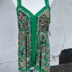 INC International Concepts Green Paisley Blouse